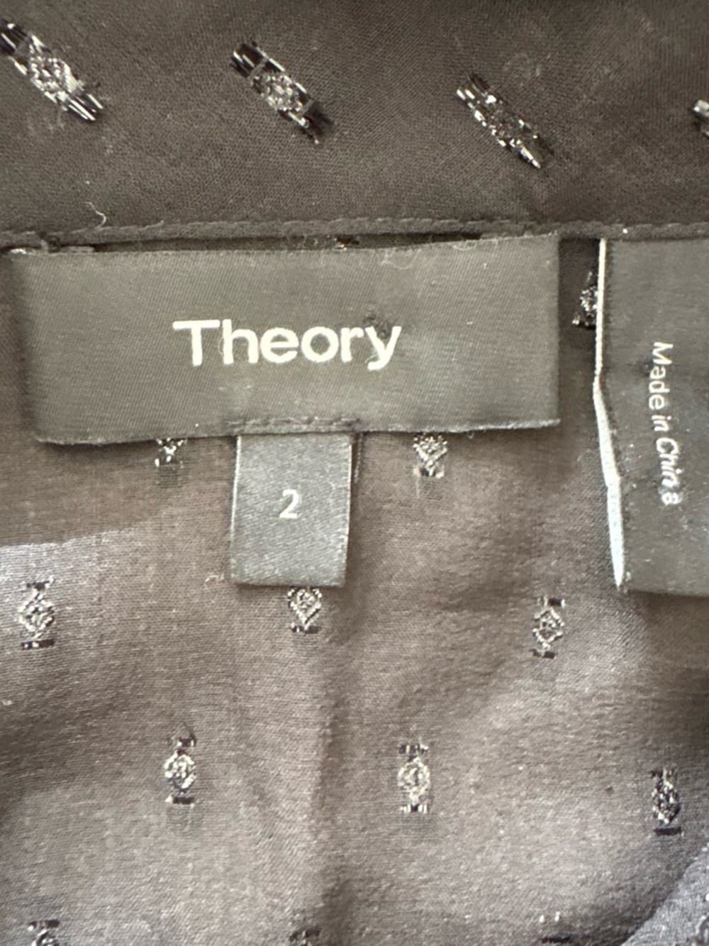 Theory Silk Chiffon Metallic Stitching Scarf Shirt Dress 2 without lining. - Picture 5 of 9